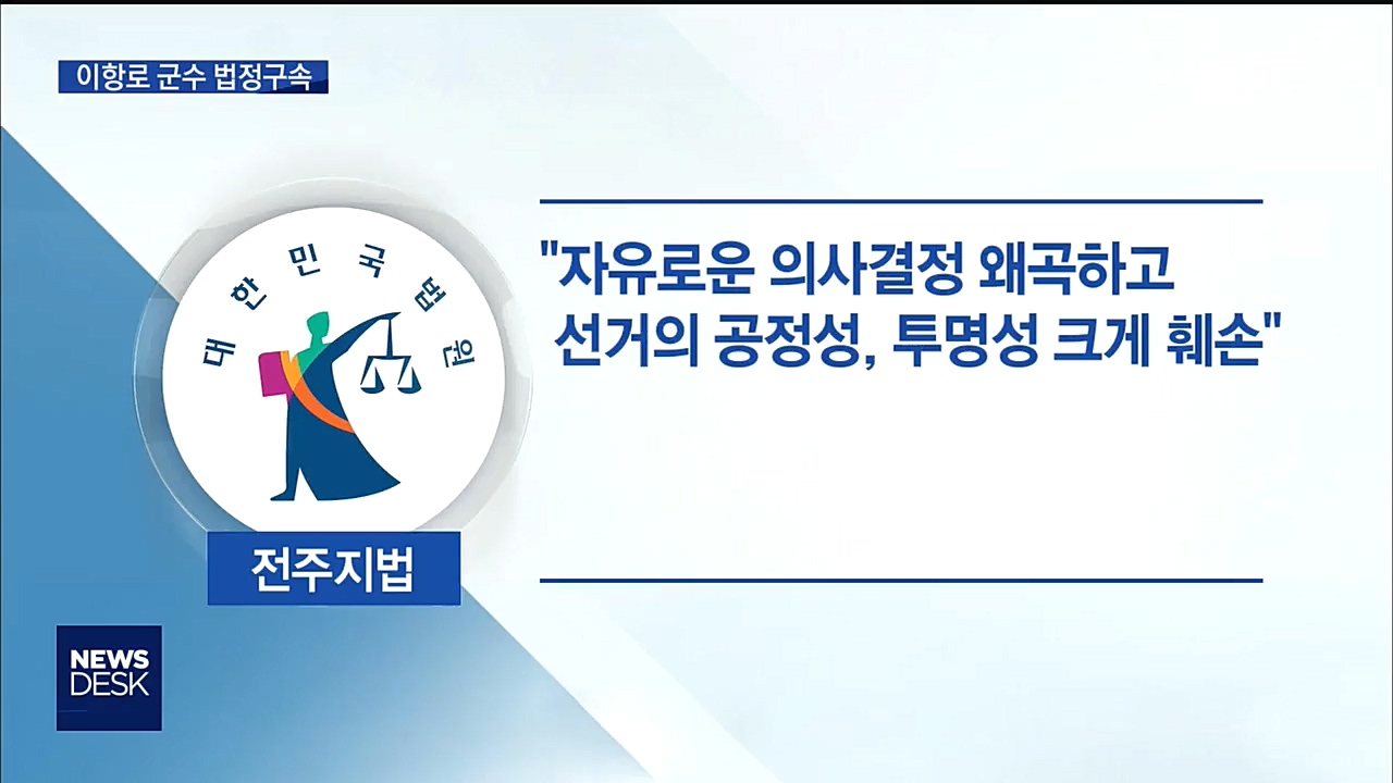 이항로 진안군수 법정구속, 징역 1년