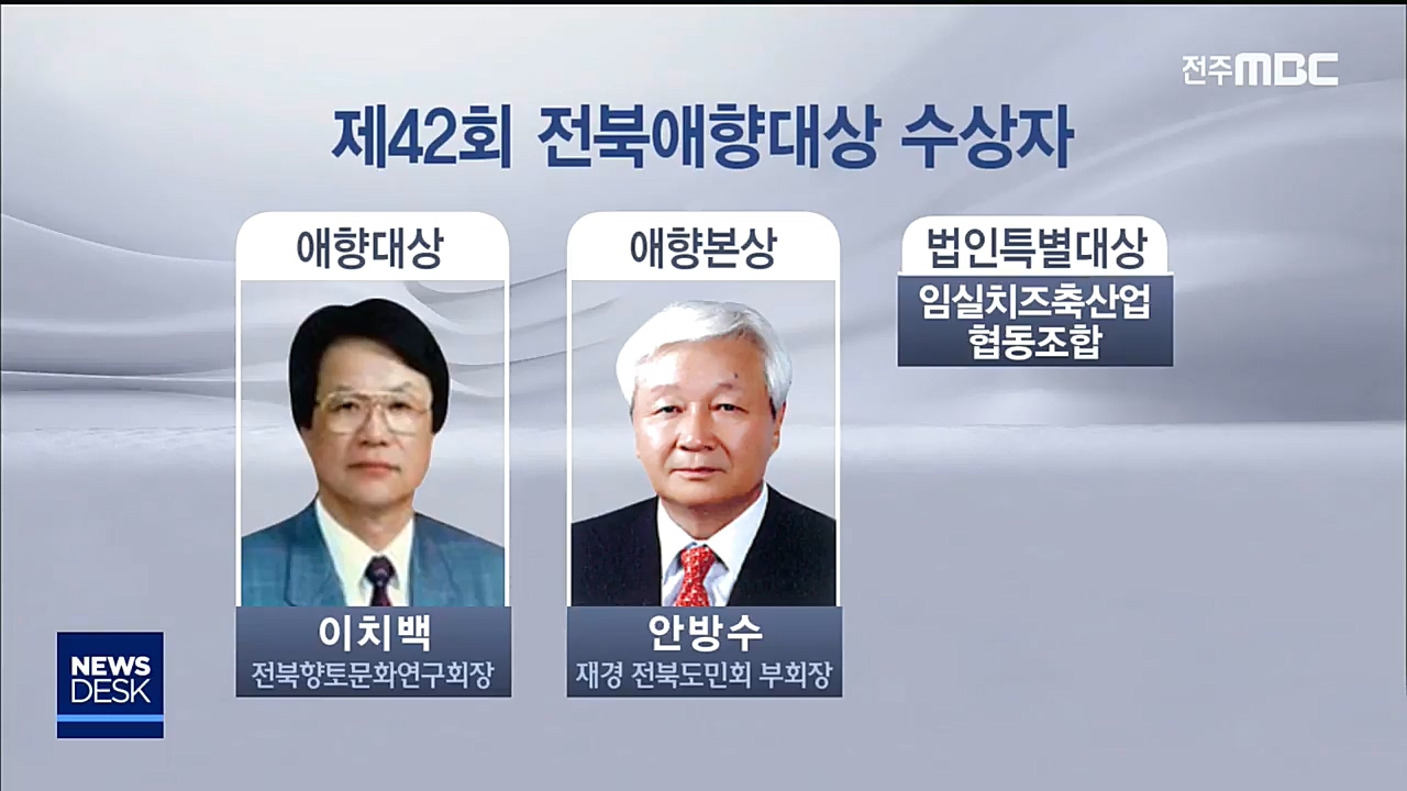 전북애향대상 수상자 확정