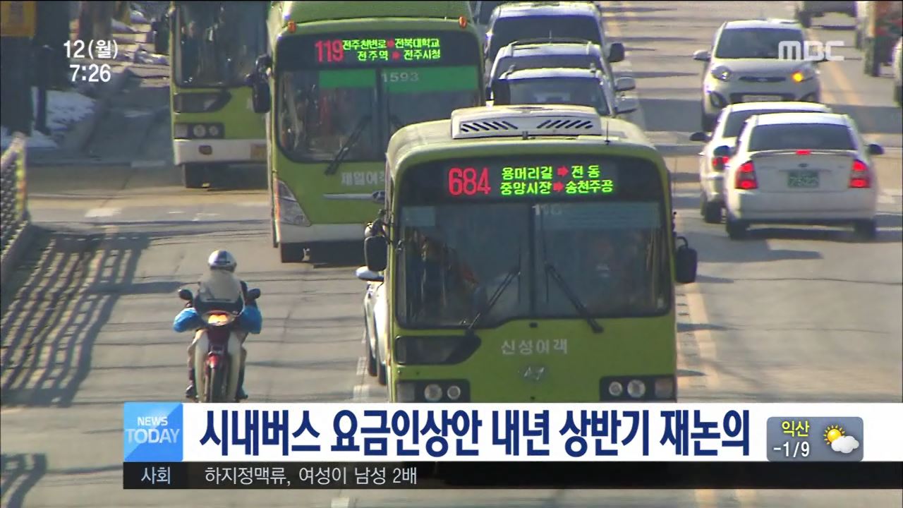 시내버스 요금 인상안 결론 못내