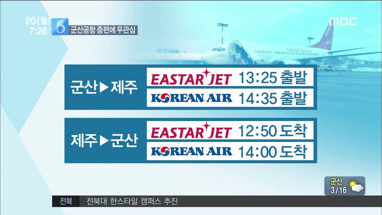 군산공항 오전 취항에 뒷짐